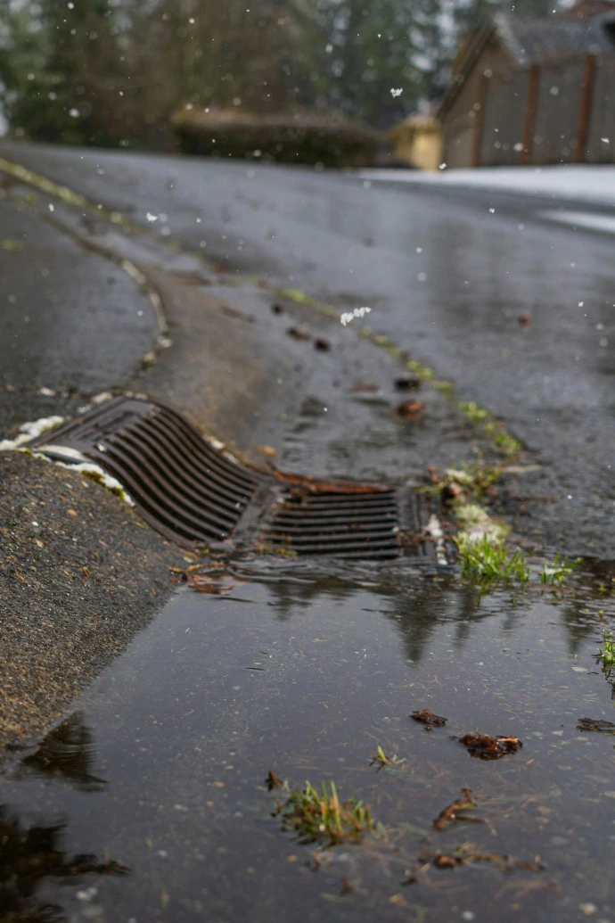 A street that has been flooded with water